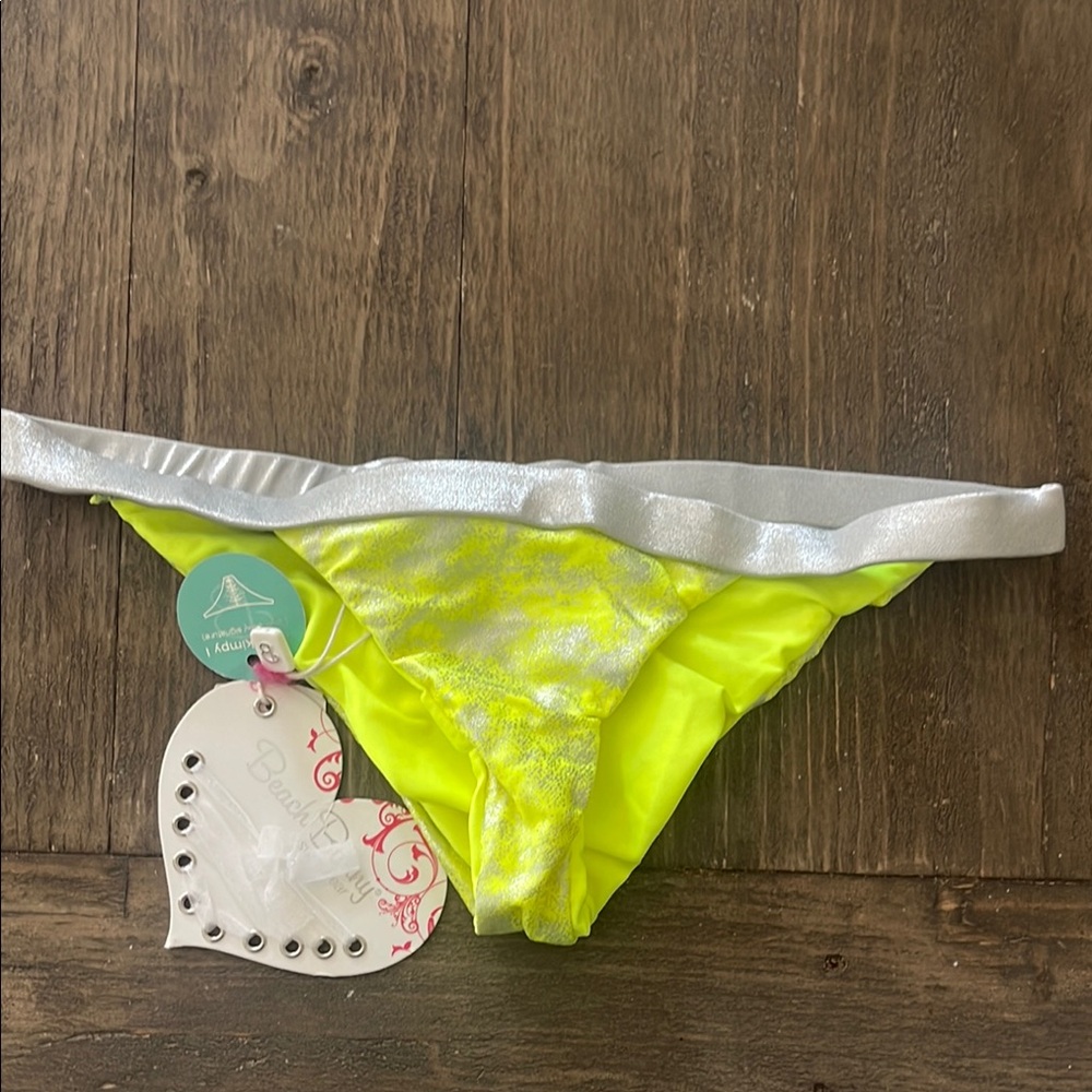 Beach Bunny Bright Yellow and Silver Swim Bottoms
